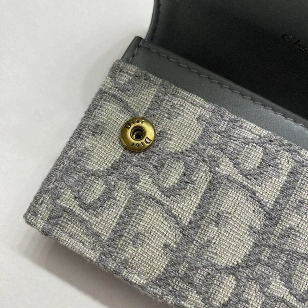 Christian Dior Gray Oblique Jacquard Saddle Flap Wallet